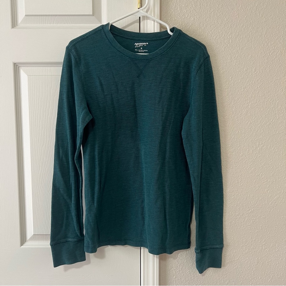 Arizona Jeans Teal Waffle Knit Long Sleeve Thermal Top Men’s Medium